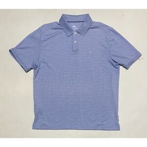 Tommy Bahama Stripes Polo Shirt Mens Size Large Stripes Golf Performance Outdoor